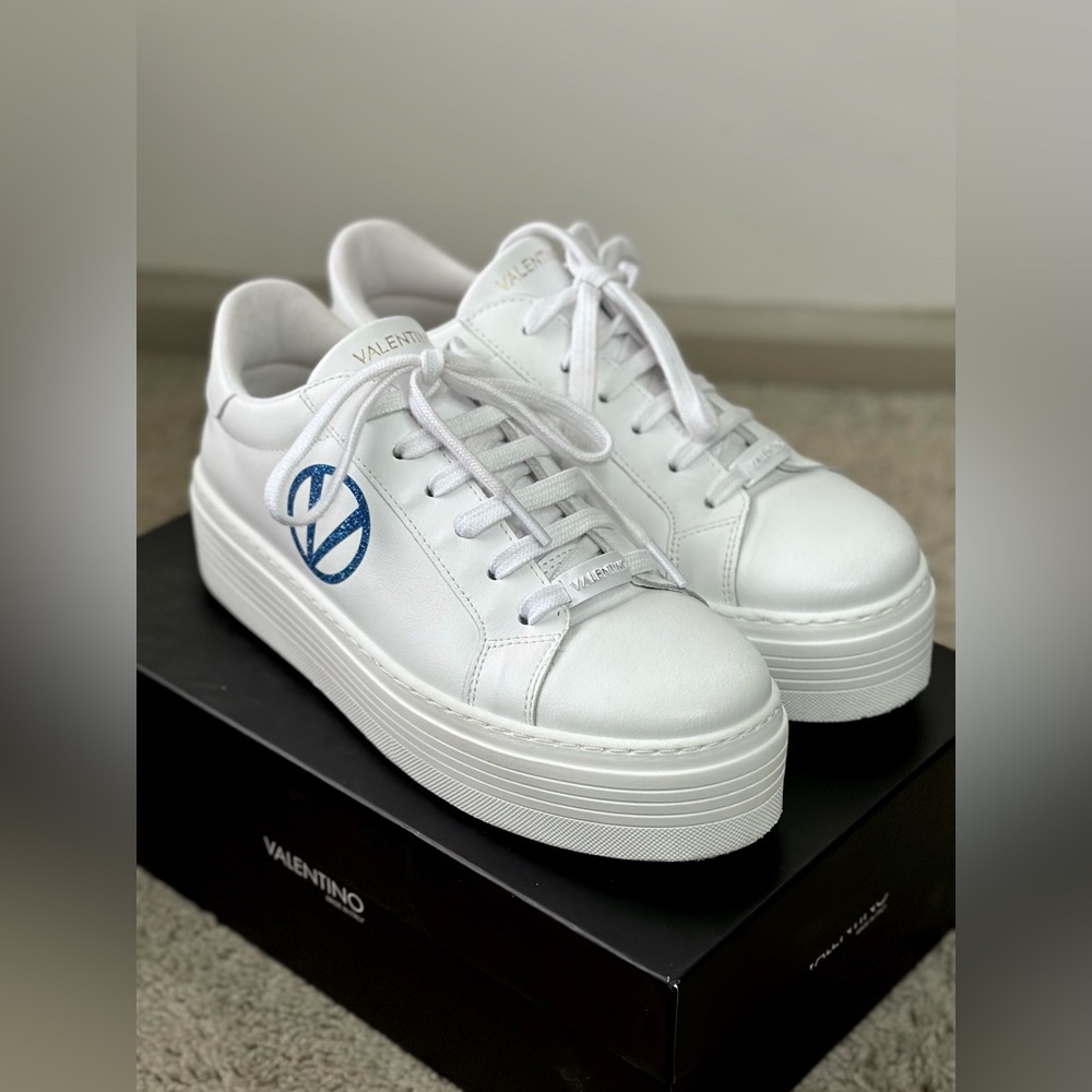 VALENTINO SELA White Leather Platform Sneakers | Women’s Shoes